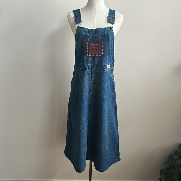 Osh Kosh Vintage Rare Women’s Embroidery Denim Overalls Farmcore Casual Dress 11 - Picture 1 of 13